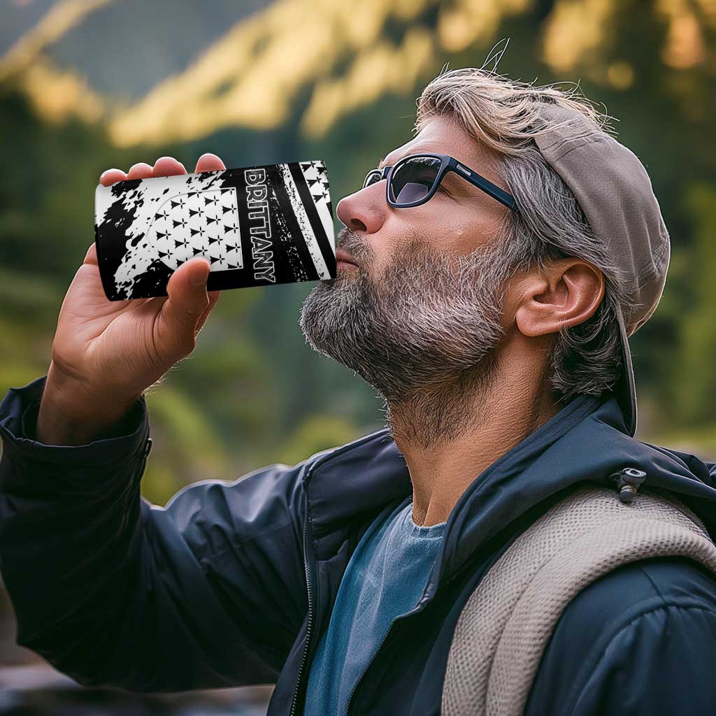 Personalized Brittany 4 in 1 Can Cooler Tumbler Coat Of Arms With Triskelion - Grunge Style - Wonder Print Shop