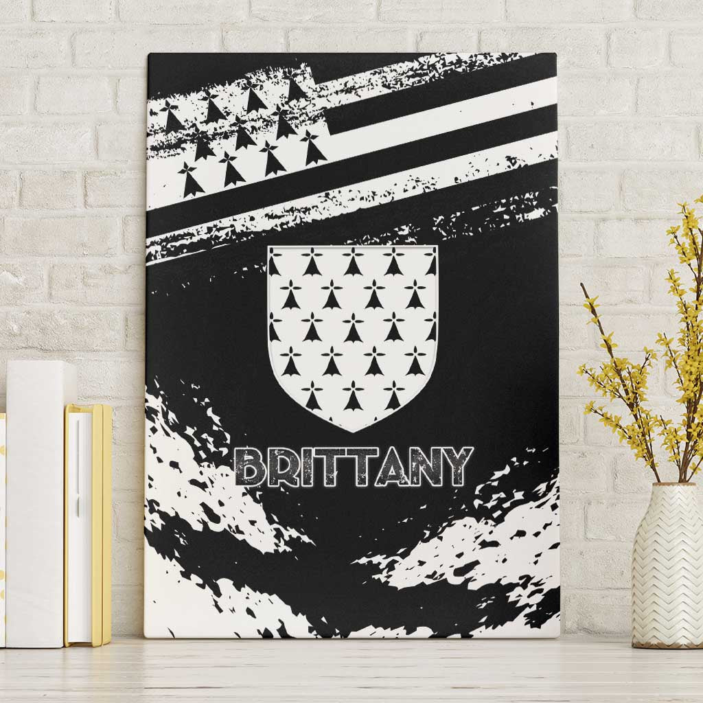 Brittany Canvas Wall Art Coat Of Arms With Triskelion - Grunge Style - Wonder Print Shop