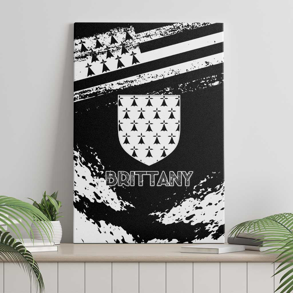 Brittany Canvas Wall Art Coat Of Arms With Triskelion - Grunge Style - Wonder Print Shop