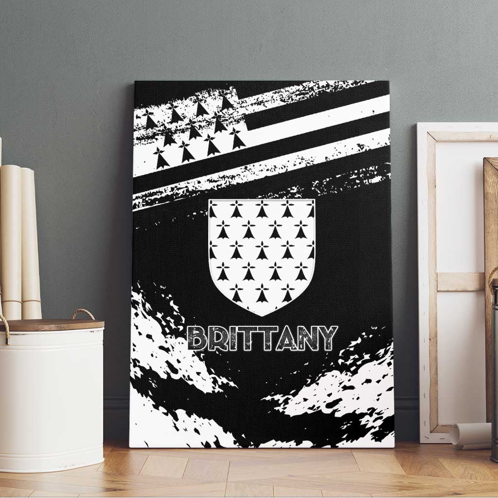 Brittany Canvas Wall Art Coat Of Arms With Triskelion - Grunge Style - Wonder Print Shop