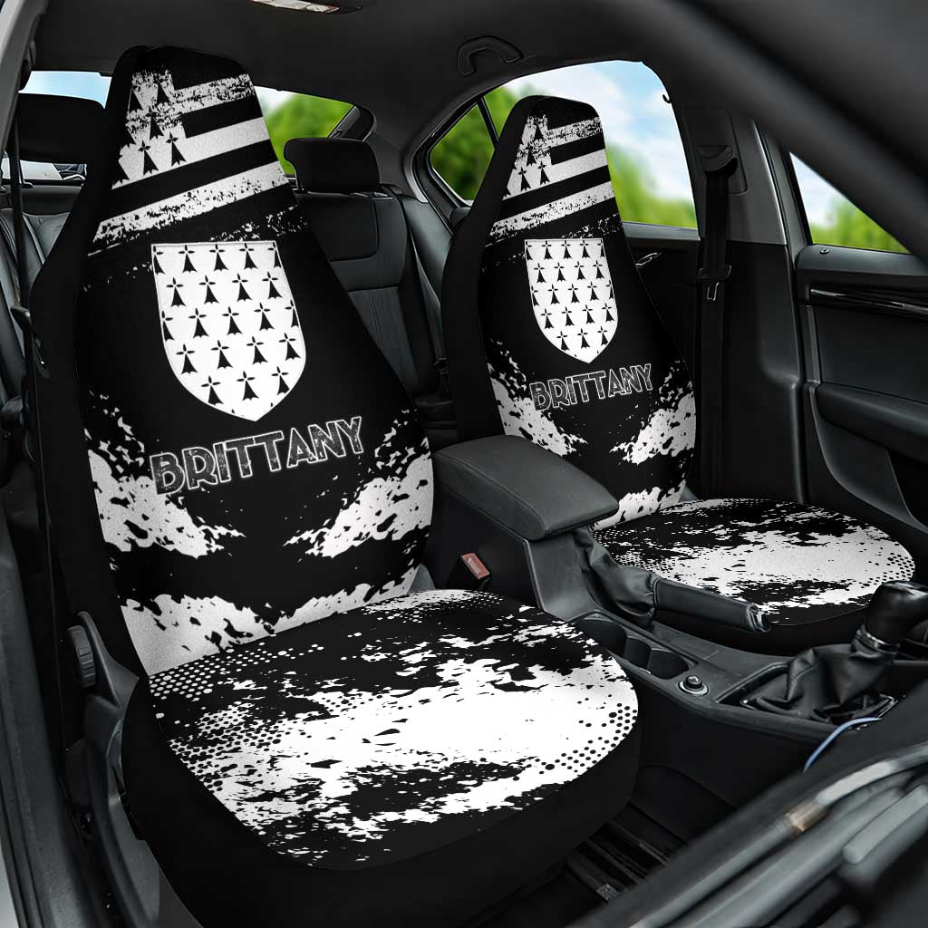 Brittany Car Seat Cover Coat Of Arms With Triskelion - Grunge Style - Wonder Print Shop