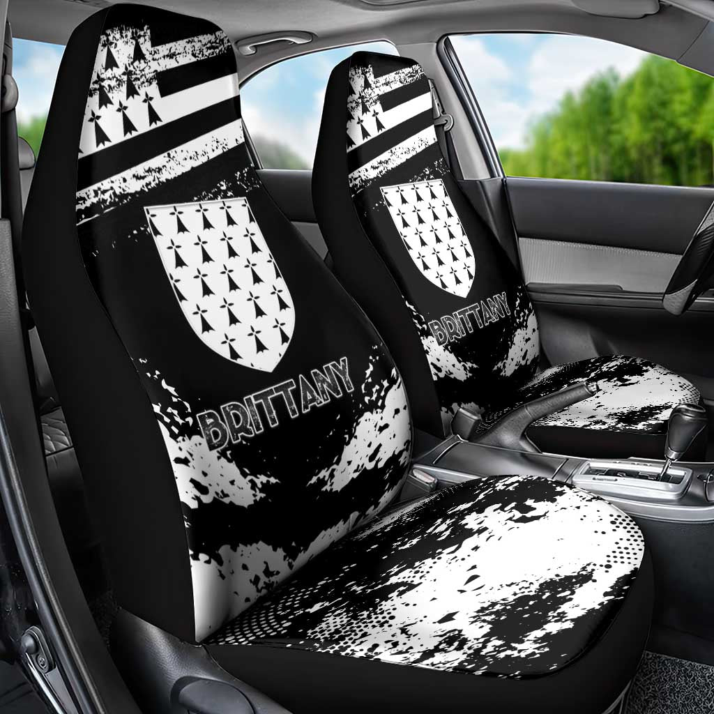 Brittany Car Seat Cover Coat Of Arms With Triskelion - Grunge Style - Wonder Print Shop