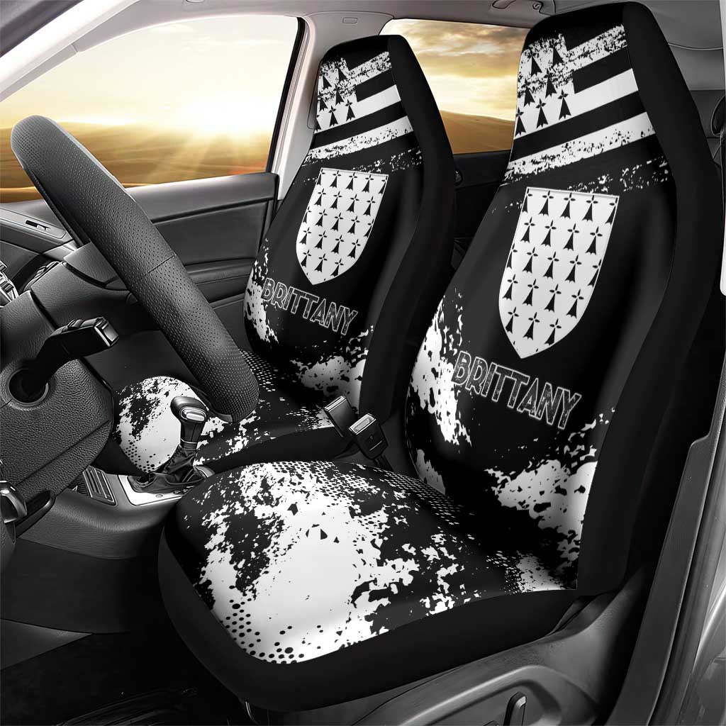 Brittany Car Seat Cover Coat Of Arms With Triskelion - Grunge Style - Wonder Print Shop