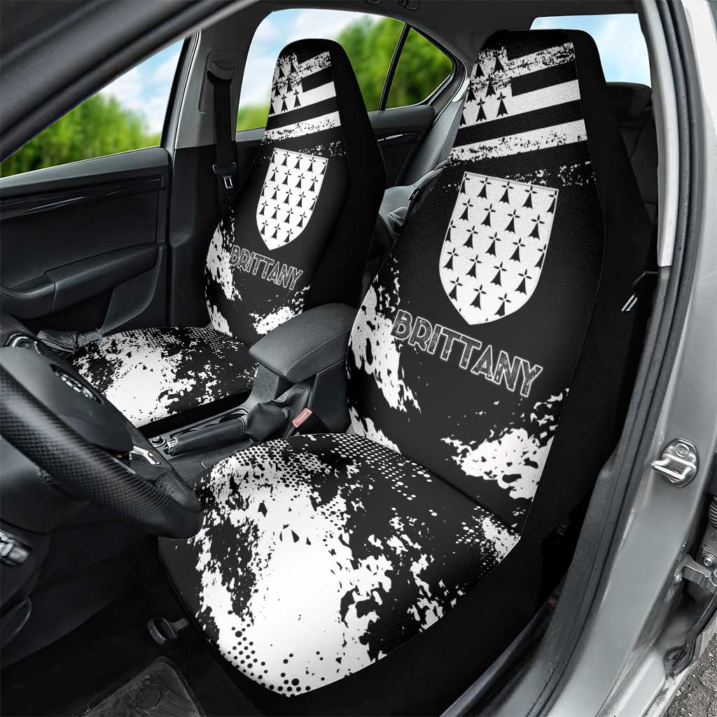 Brittany Car Seat Cover Coat Of Arms With Triskelion - Grunge Style - Wonder Print Shop