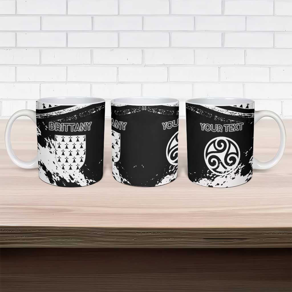 Personalized Brittany Ceramic Mug Coat Of Arms With Triskelion - Grunge Style - Wonder Print Shop