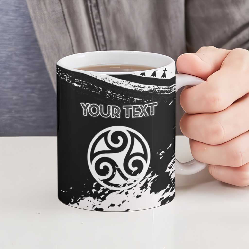 Personalized Brittany Ceramic Mug Coat Of Arms With Triskelion - Grunge Style - Wonder Print Shop