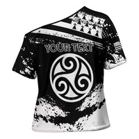 Personalized Brittany Cross Shoulder Shirt Coat Of Arms With Triskelion - Grunge Style - Wonder Print Shop