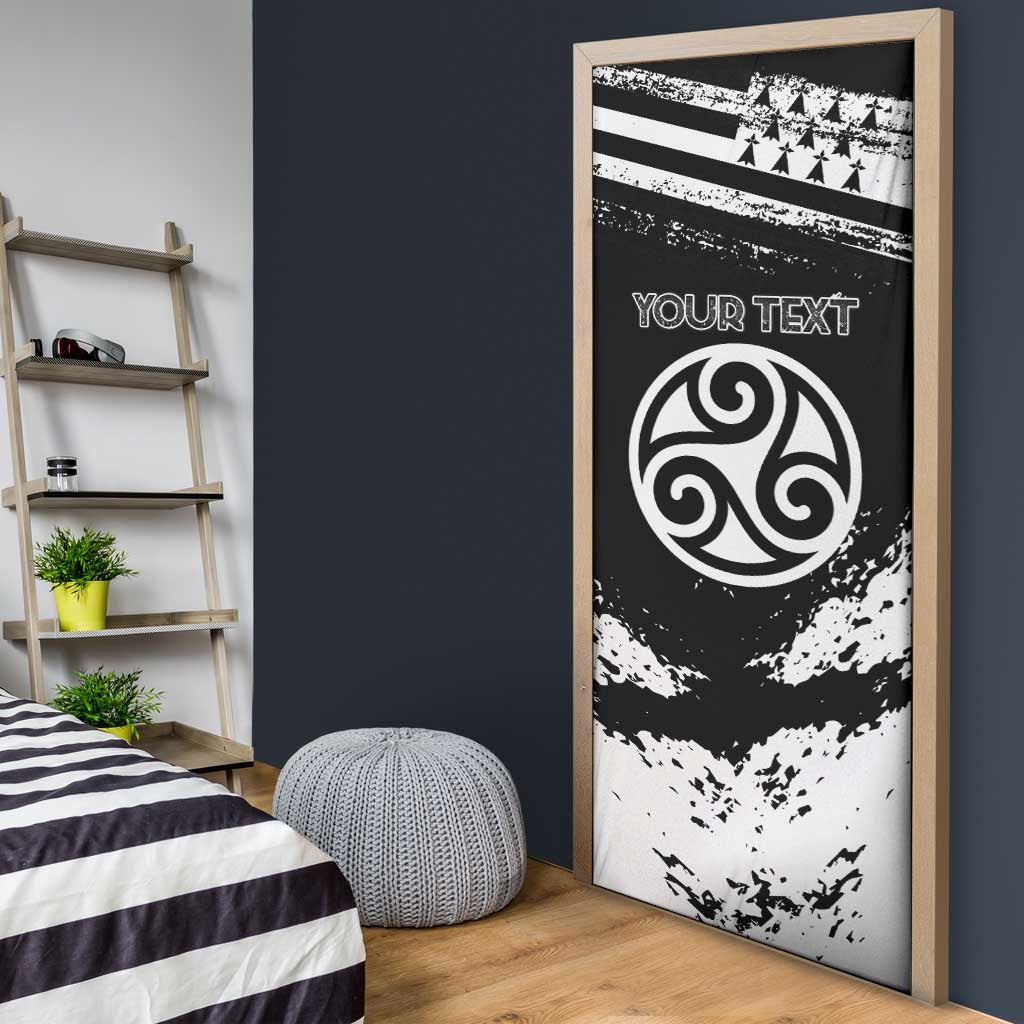 Brittany Door Cover Coat Of Arms With Triskelion - Grunge Style - Wonder Print Shop