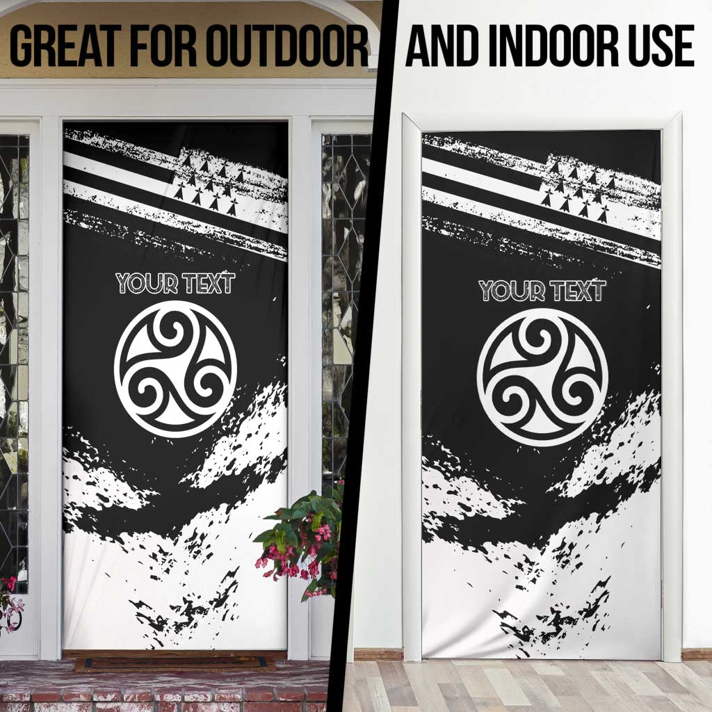 Brittany Door Cover Coat Of Arms With Triskelion - Grunge Style - Wonder Print Shop