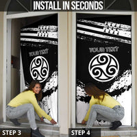 Brittany Door Cover Coat Of Arms With Triskelion - Grunge Style - Wonder Print Shop