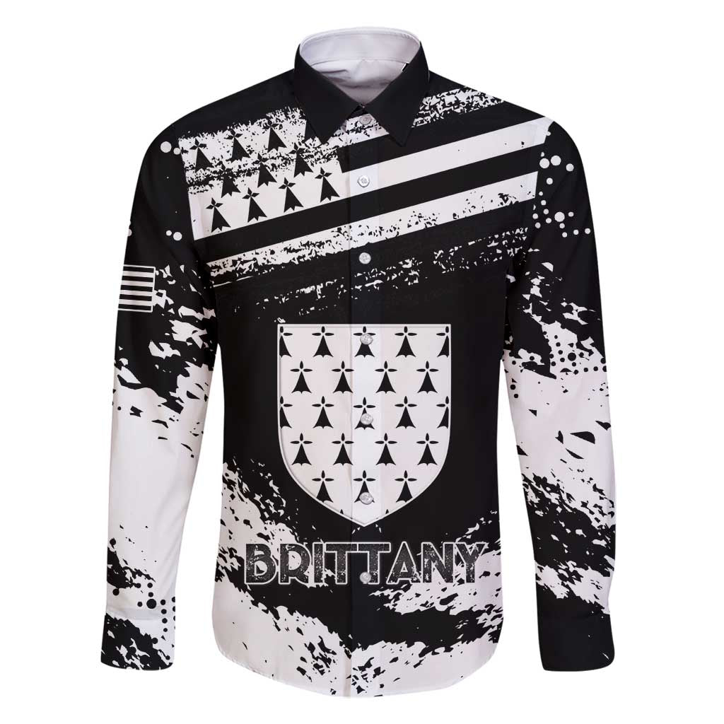 Personalized Brittany Family Matching Long Sleeve Bodycon Dress and Hawaiian Shirt Coat Of Arms With Triskelion - Grunge Style - Wonder Print Shop