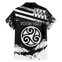 Personalized Brittany Family Matching Off The Shoulder Long Sleeve Dress and Hawaiian Shirt Coat Of Arms With Triskelion - Grunge Style - Wonder Print Shop