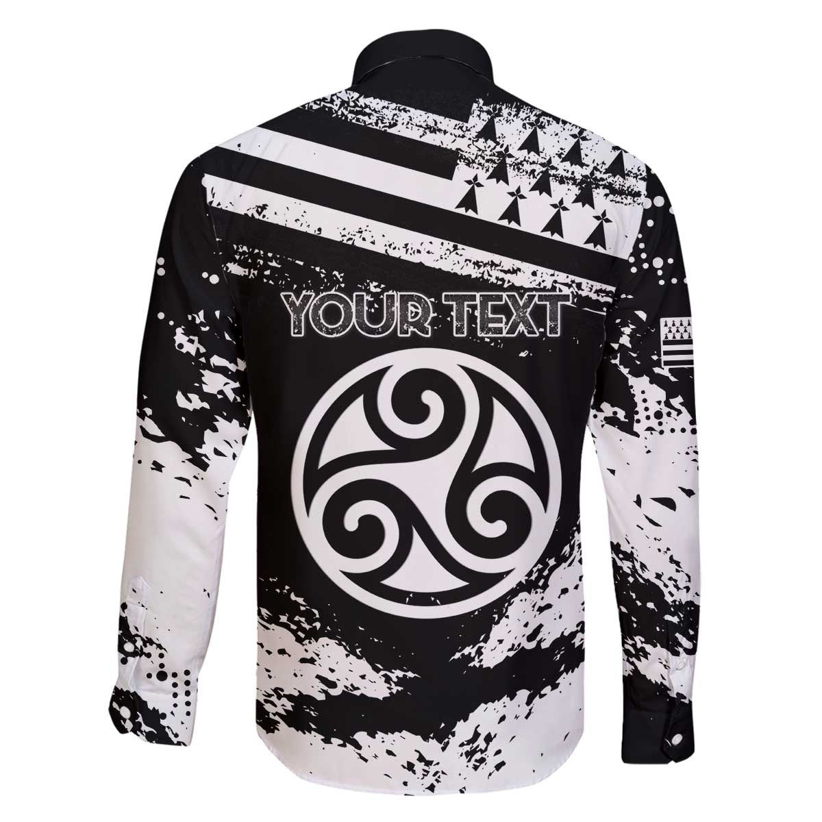 Personalized Brittany Family Matching Off The Shoulder Long Sleeve Dress and Hawaiian Shirt Coat Of Arms With Triskelion - Grunge Style - Wonder Print Shop