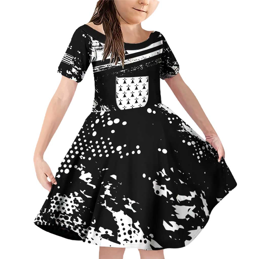 Personalized Brittany Family Matching Off Shoulder Short Dress and Hawaiian Shirt Coat Of Arms With Triskelion - Grunge Style - Wonder Print Shop