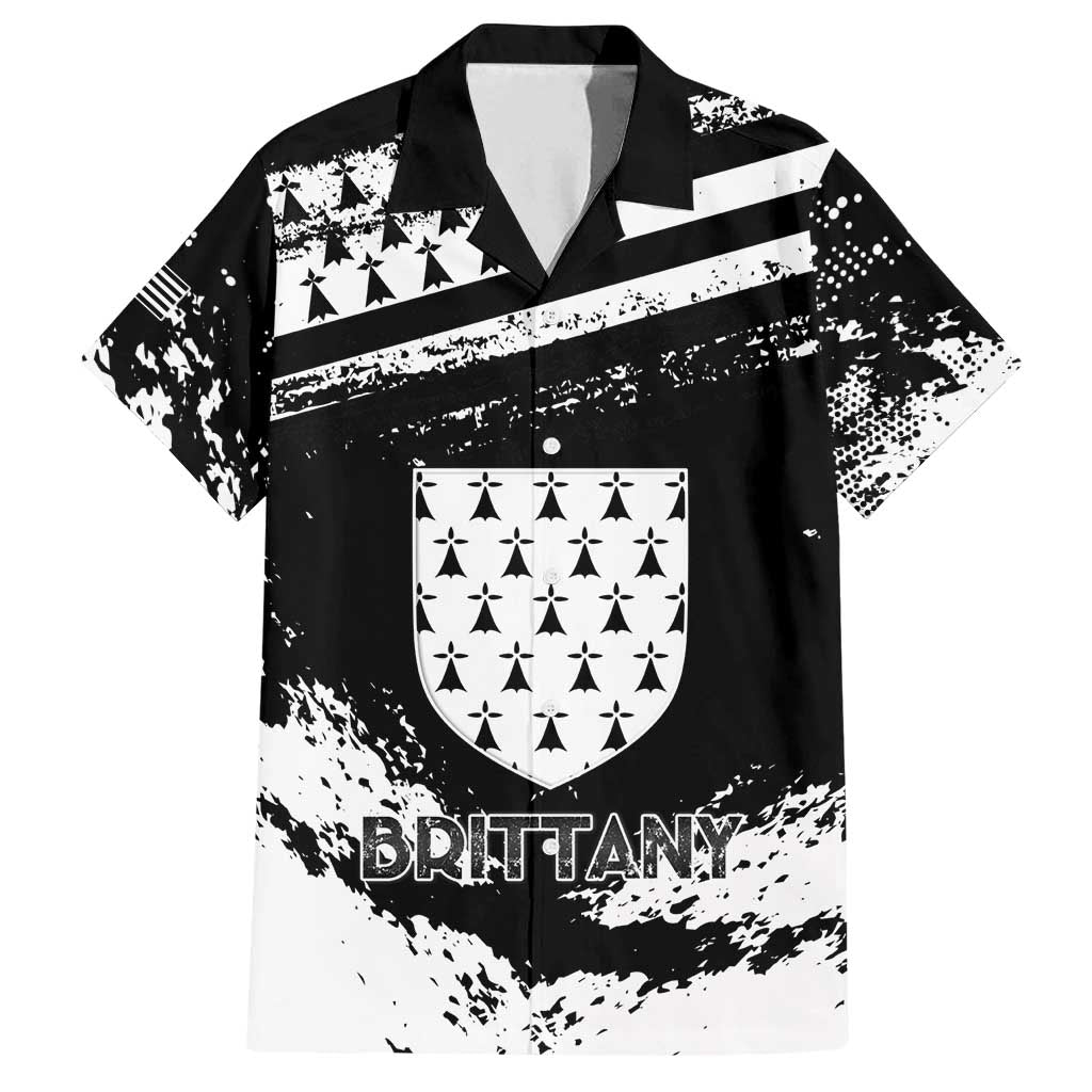 Personalized Brittany Family Matching Off Shoulder Short Dress and Hawaiian Shirt Coat Of Arms With Triskelion - Grunge Style - Wonder Print Shop