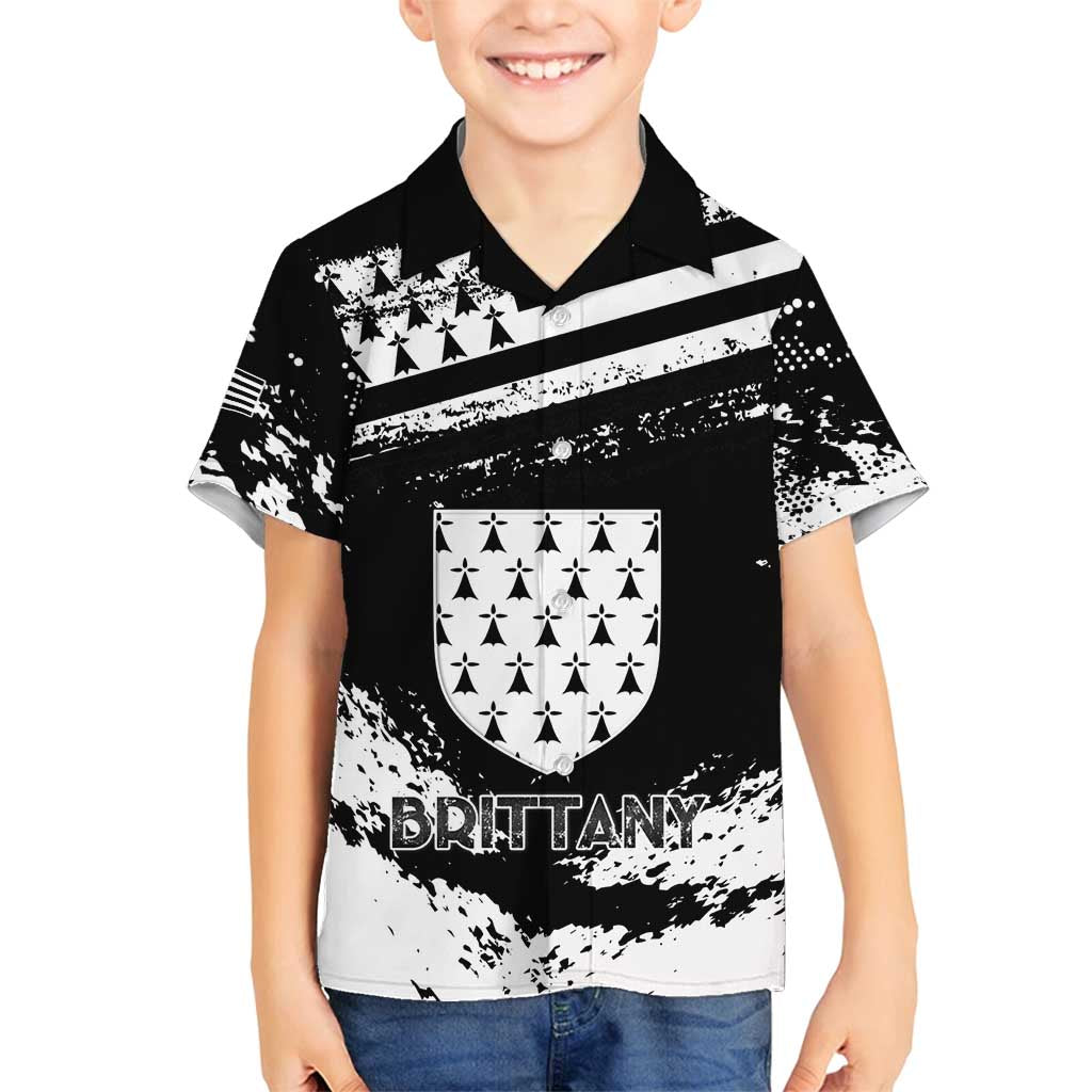 Personalized Brittany Family Matching Summer Maxi Dress and Hawaiian Shirt Coat Of Arms With Triskelion - Grunge Style - Wonder Print Shop