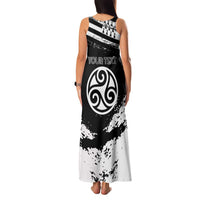 Personalized Brittany Family Matching Tank Maxi Dress and Hawaiian Shirt Coat Of Arms With Triskelion - Grunge Style - Wonder Print Shop