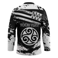 Personalized Brittany Hockey Jersey Coat Of Arms With Triskelion - Grunge Style - Wonder Print Shop