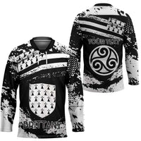Personalized Brittany Hockey Jersey Coat Of Arms With Triskelion - Grunge Style - Wonder Print Shop