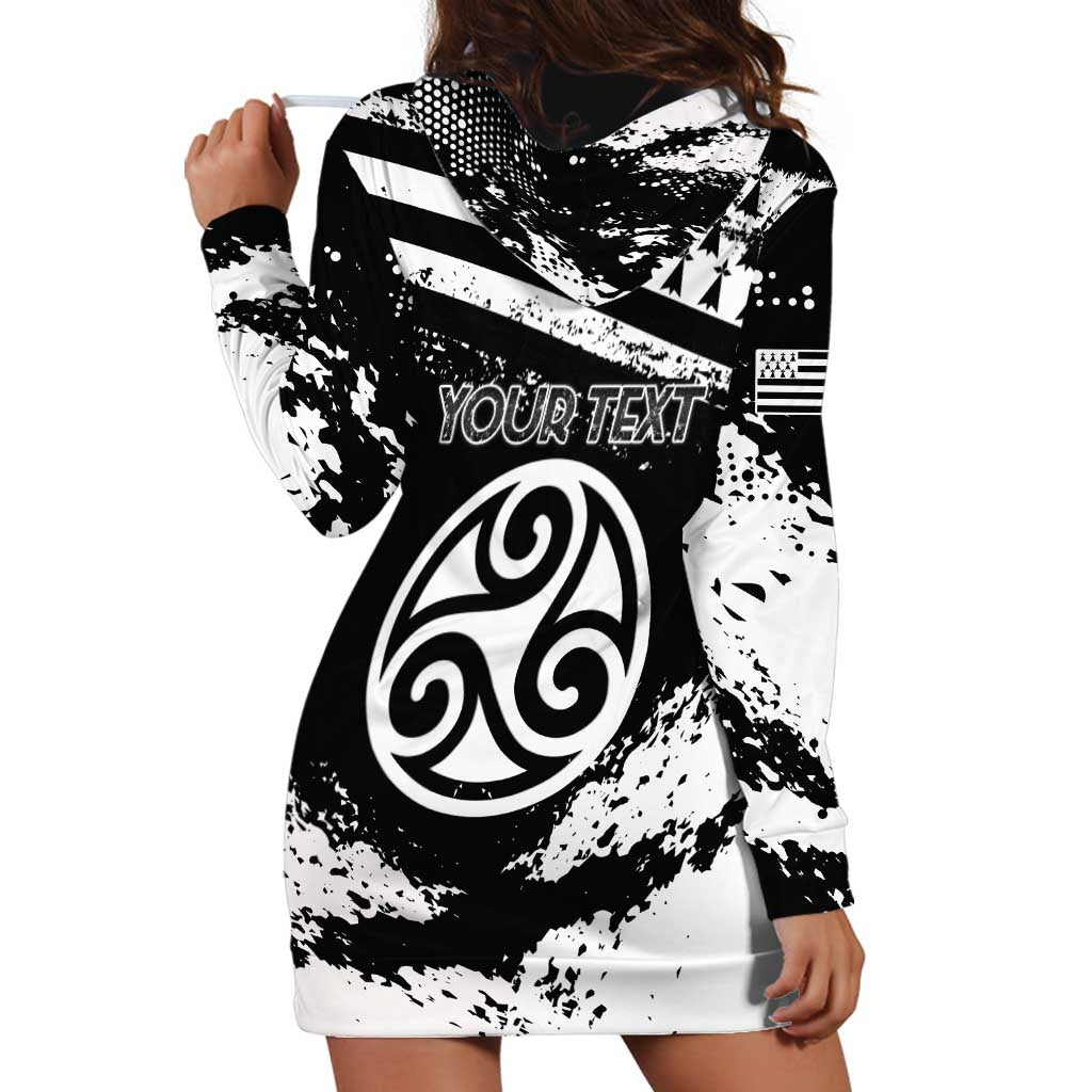 Personalized Brittany Hoodie Dress Coat Of Arms With Triskelion - Grunge Style - Wonder Print Shop