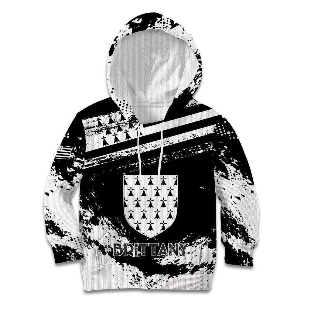 Personalized Brittany Kid Hoodie Coat Of Arms With Triskelion - Grunge Style - Wonder Print Shop