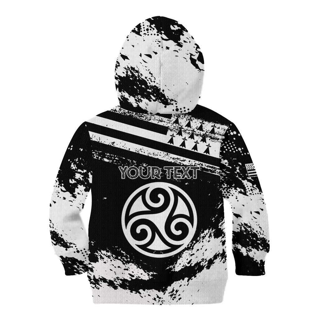 Personalized Brittany Kid Hoodie Coat Of Arms With Triskelion - Grunge Style - Wonder Print Shop