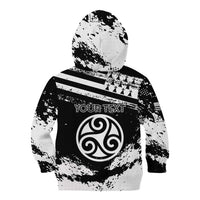 Personalized Brittany Kid Hoodie Coat Of Arms With Triskelion - Grunge Style - Wonder Print Shop