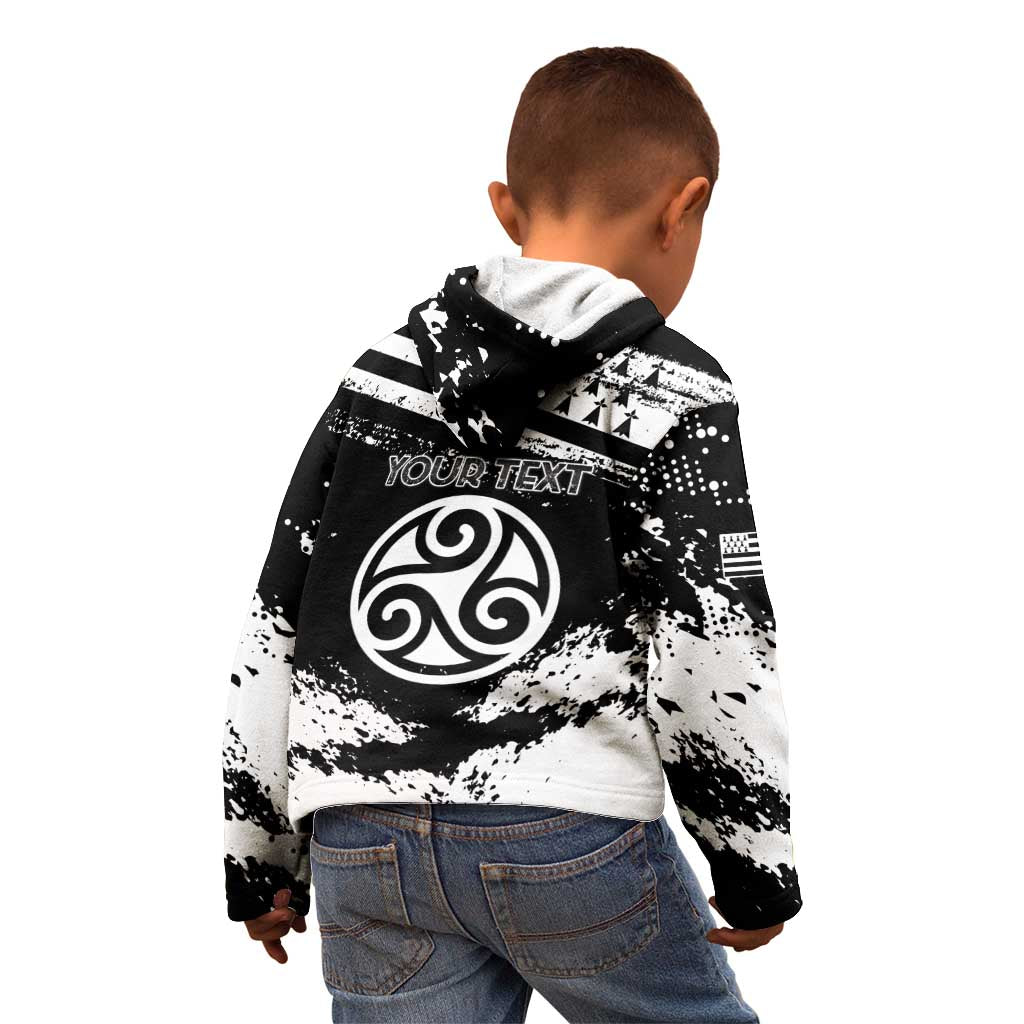 Personalized Brittany Kid Hoodie Coat Of Arms With Triskelion - Grunge Style - Wonder Print Shop