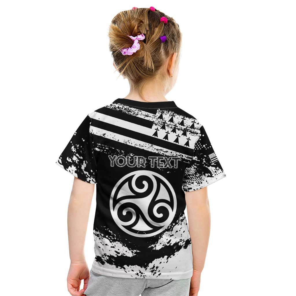 Personalized Brittany Kid T Shirt Coat Of Arms With Triskelion - Grunge Style - Wonder Print Shop