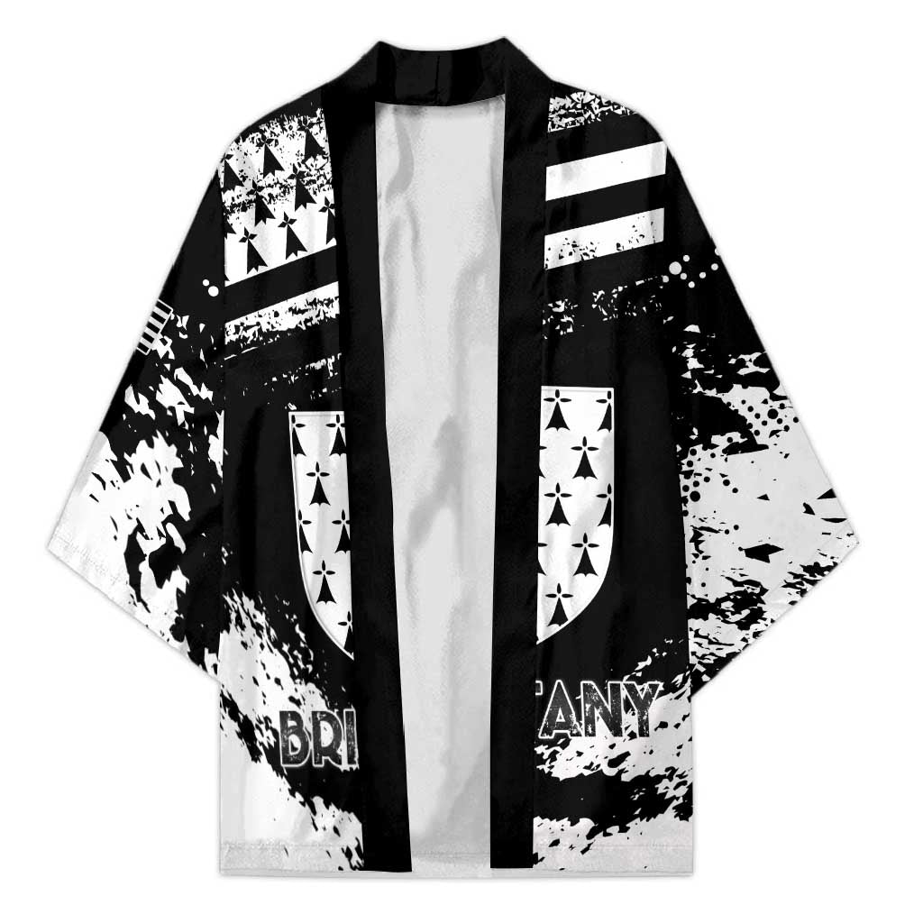 Personalized Brittany Kimono Coat Of Arms With Triskelion - Grunge Style - Wonder Print Shop