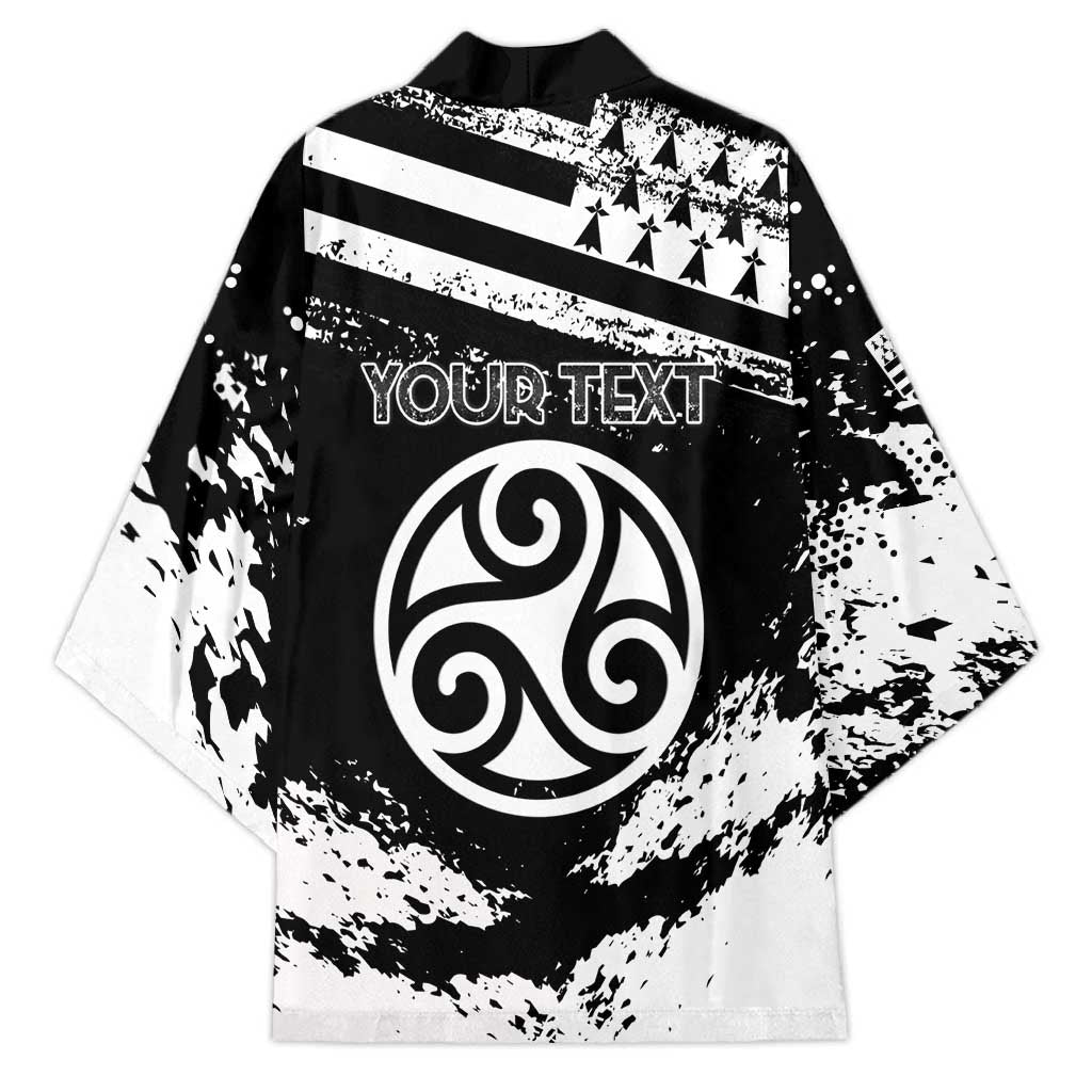 Personalized Brittany Kimono Coat Of Arms With Triskelion - Grunge Style - Wonder Print Shop