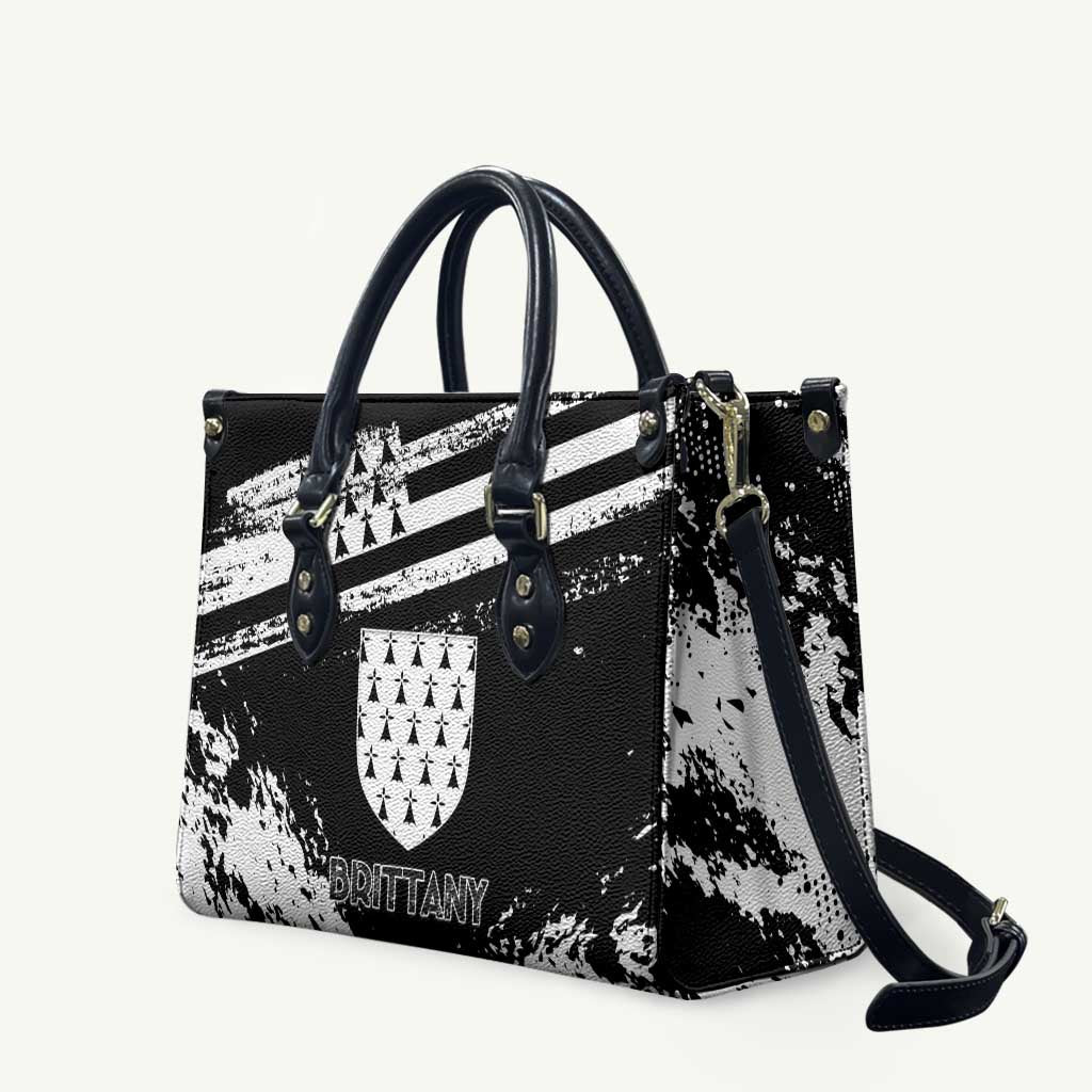 Brittany Leather Bag Coat Of Arms With Triskelion - Grunge Style - Wonder Print Shop