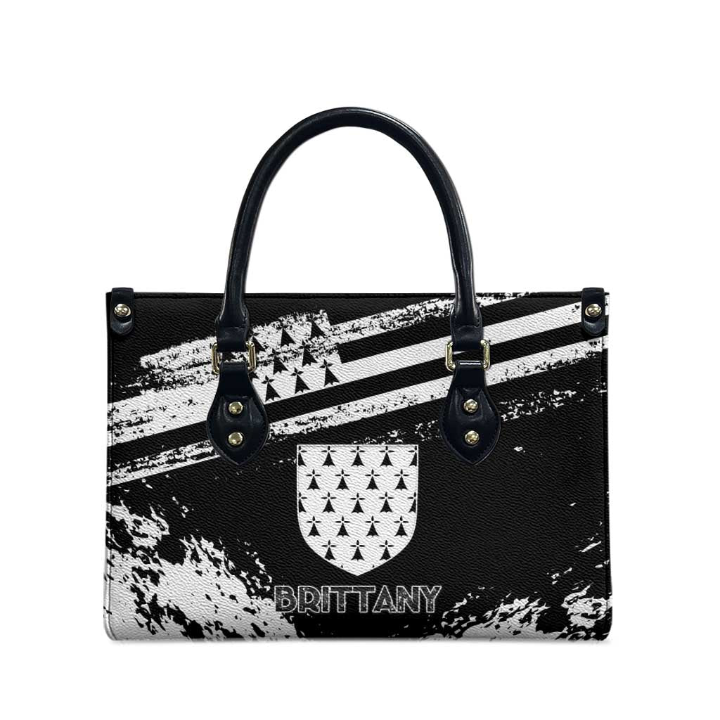 Brittany Leather Bag Coat Of Arms With Triskelion - Grunge Style - Wonder Print Shop