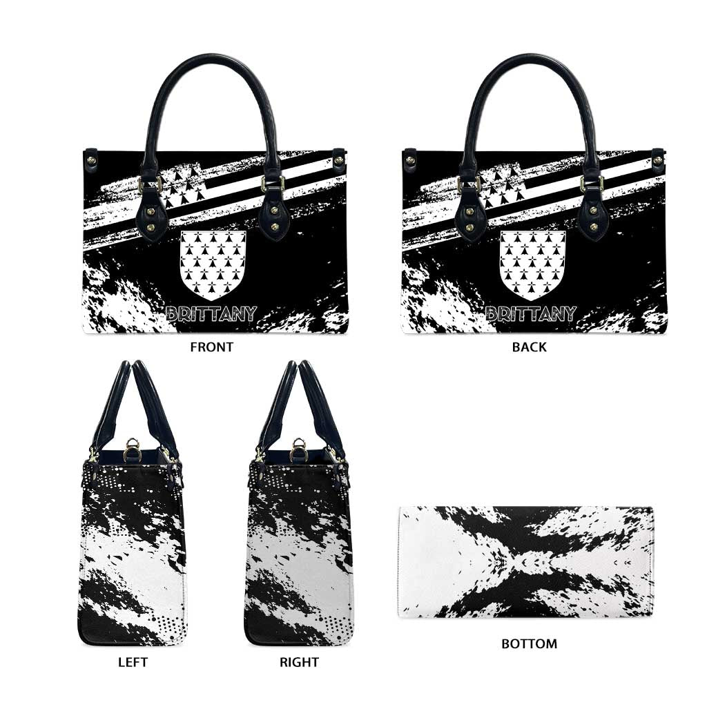 Brittany Leather Bag Coat Of Arms With Triskelion - Grunge Style - Wonder Print Shop