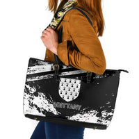 Brittany Leather Tote Bag Coat Of Arms With Triskelion - Grunge Style - Wonder Print Shop