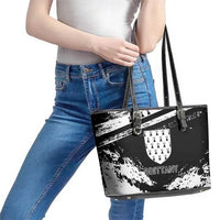 Brittany Leather Tote Bag Coat Of Arms With Triskelion - Grunge Style - Wonder Print Shop
