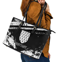 Brittany Leather Tote Bag Coat Of Arms With Triskelion - Grunge Style - Wonder Print Shop
