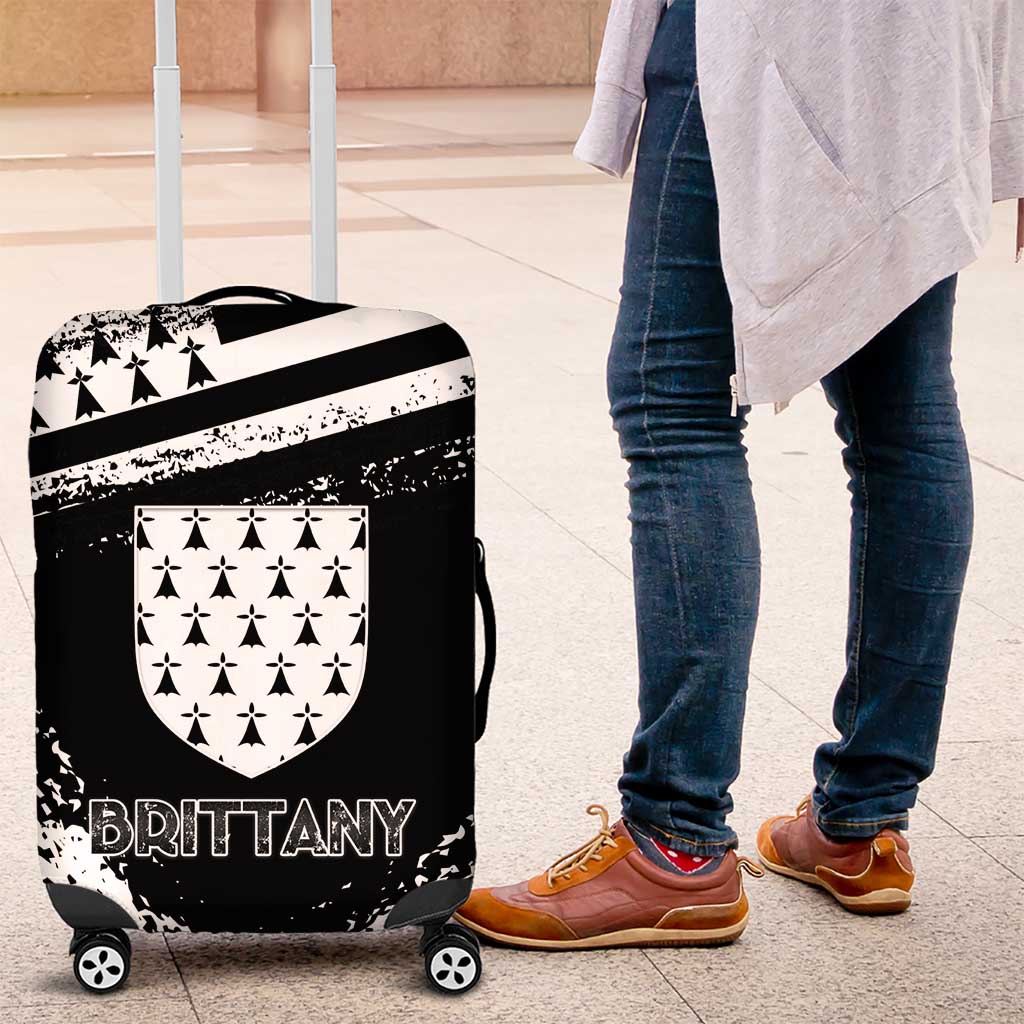 Brittany Luggage Cover Coat Of Arms With Triskelion - Grunge Style - Wonder Print Shop