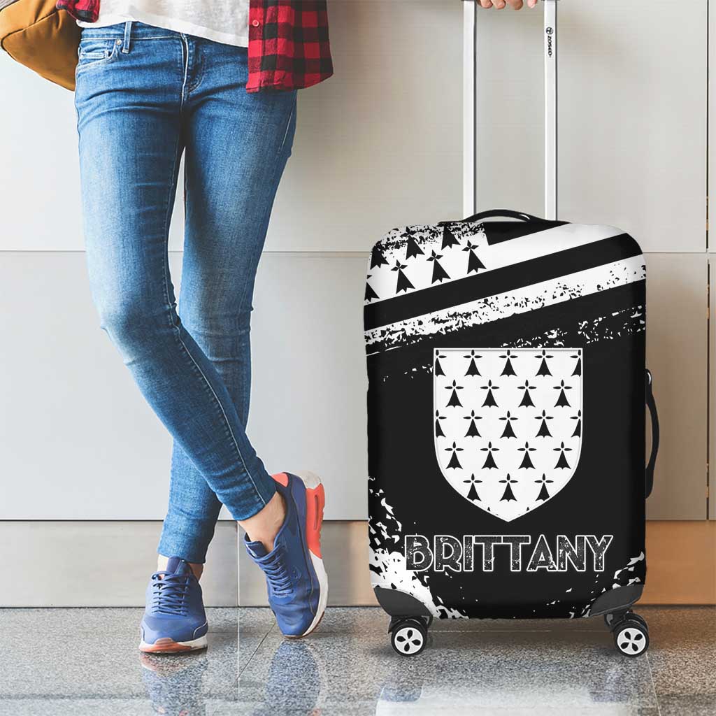 Brittany Luggage Cover Coat Of Arms With Triskelion - Grunge Style - Wonder Print Shop
