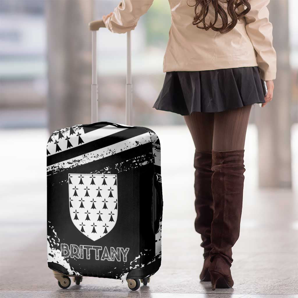 Brittany Luggage Cover Coat Of Arms With Triskelion - Grunge Style - Wonder Print Shop