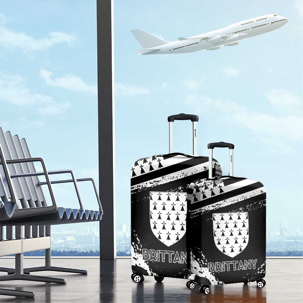 Brittany Luggage Cover Coat Of Arms With Triskelion - Grunge Style - Wonder Print Shop