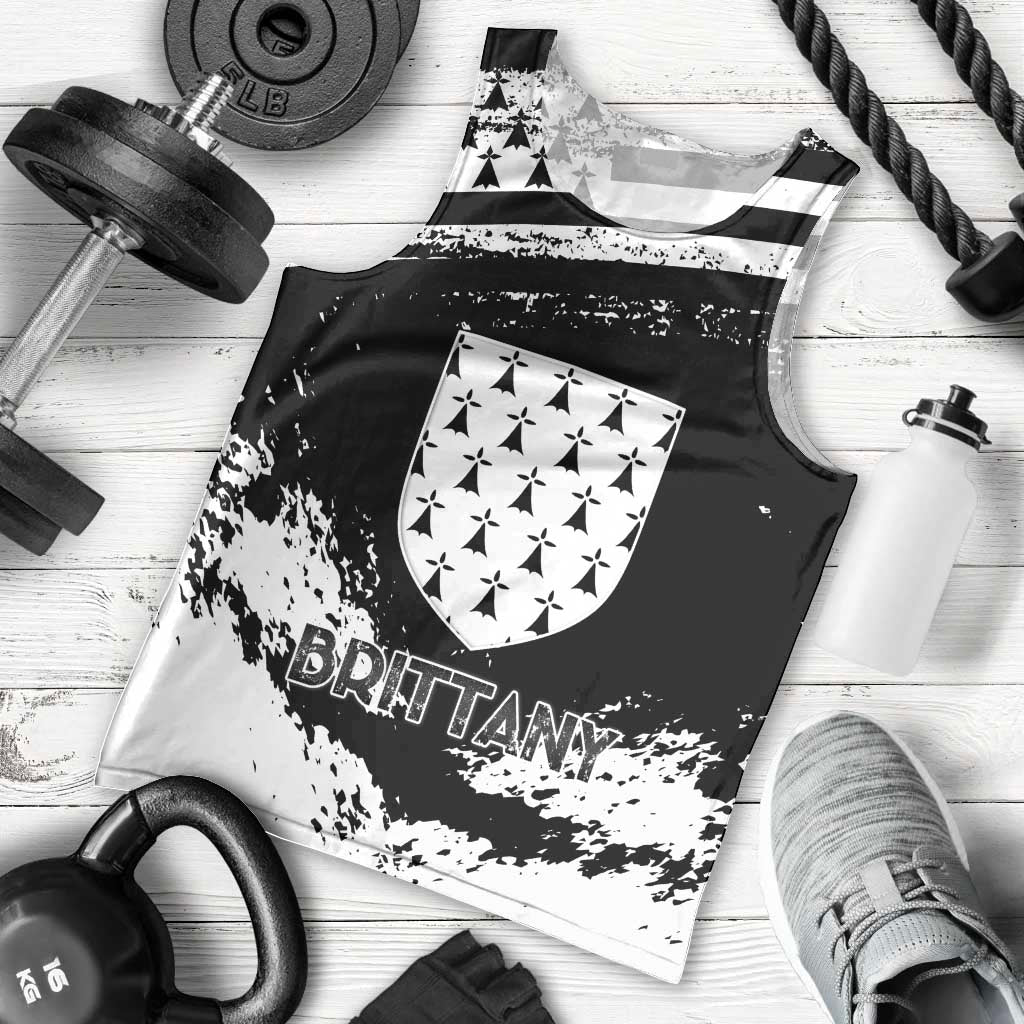 Personalized Brittany Men Tank Top Coat Of Arms With Triskelion - Grunge Style - Wonder Print Shop