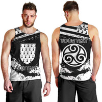 Personalized Brittany Men Tank Top Coat Of Arms With Triskelion - Grunge Style - Wonder Print Shop