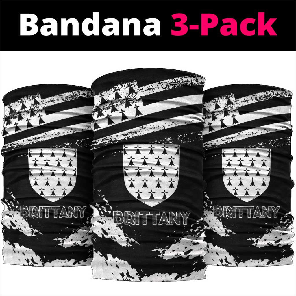 Brittany Neck Gaiter Coat Of Arms With Triskelion - Grunge Style - Wonder Print Shop