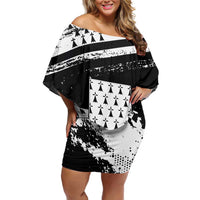 Personalized Brittany Off Shoulder Short Dress Coat Of Arms With Triskelion - Grunge Style - Wonder Print Shop