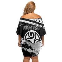 Personalized Brittany Off Shoulder Short Dress Coat Of Arms With Triskelion - Grunge Style - Wonder Print Shop
