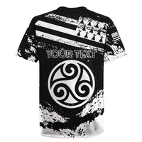 Personalized Brittany Rugby Jersey Coat Of Arms With Triskelion - Grunge Style - Wonder Print Shop