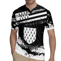 Personalized Brittany Rugby Jersey Coat Of Arms With Triskelion - Grunge Style - Wonder Print Shop