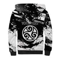 Personalized Brittany Sherpa Hoodie Coat Of Arms With Triskelion - Grunge Style - Wonder Print Shop