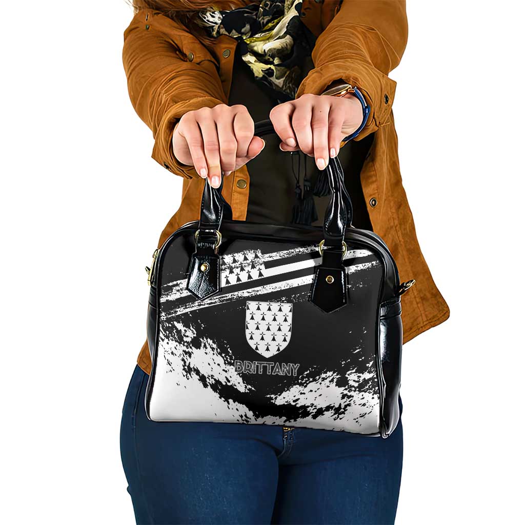 Brittany Shoulder Handbag Coat Of Arms With Triskelion - Grunge Style - Wonder Print Shop